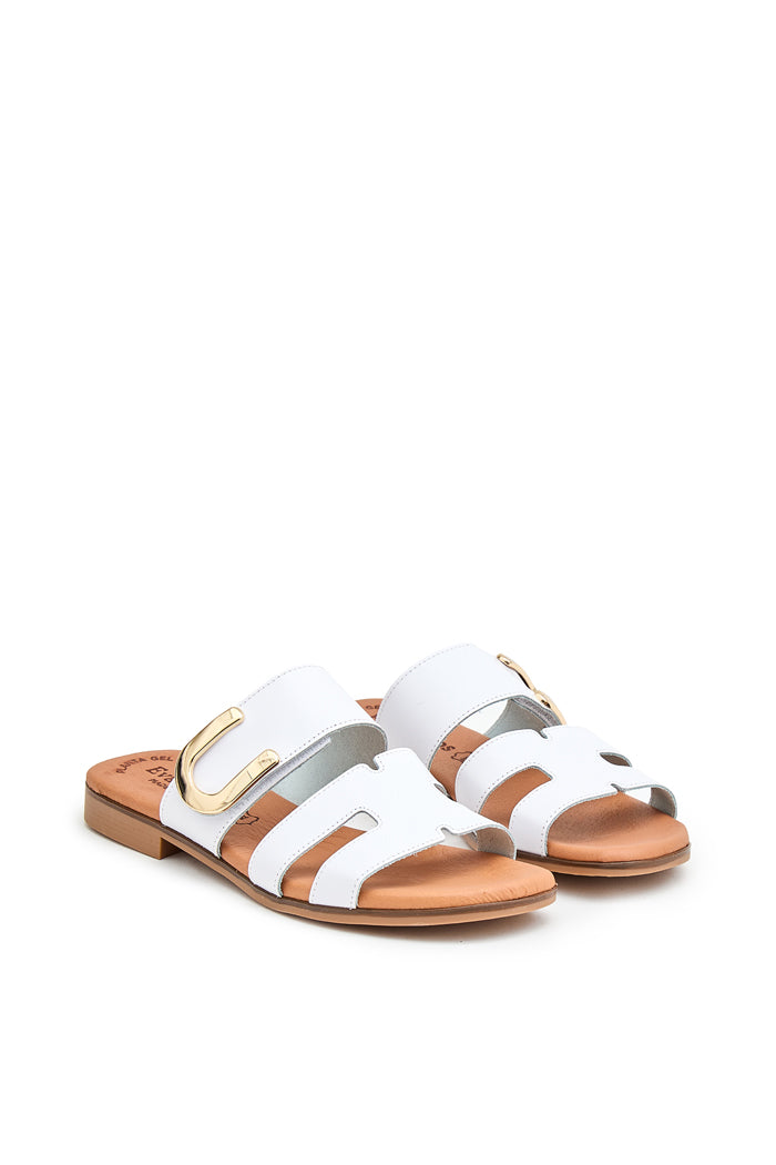Sandalia Sofía de Piel para Mujer - Blanco