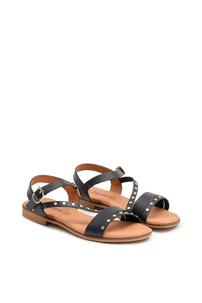 Sandalia Olivia de Piel para Mujer - Negro