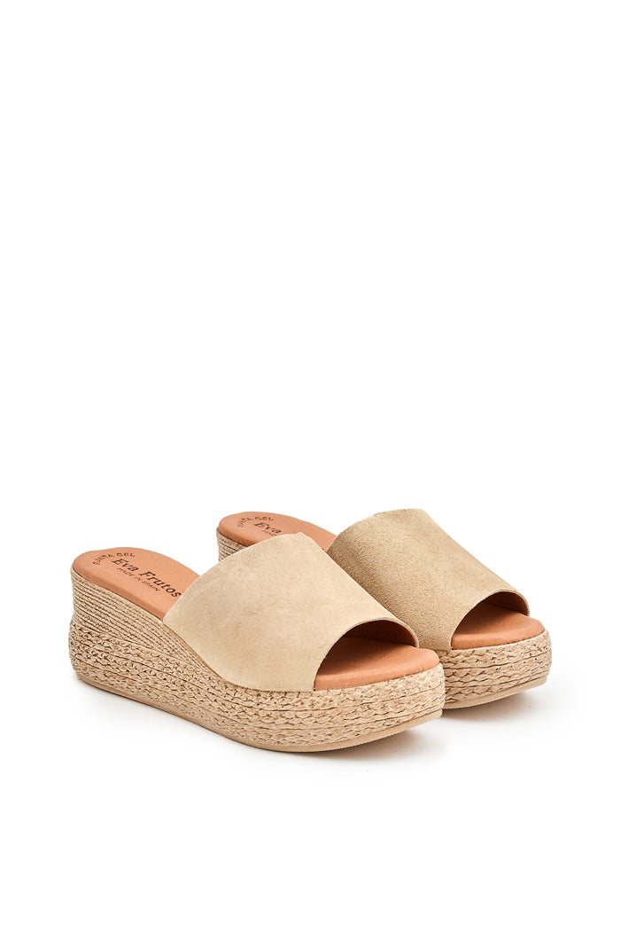 Sandalia 3767 de Piel para Mujer - Serraje Beig