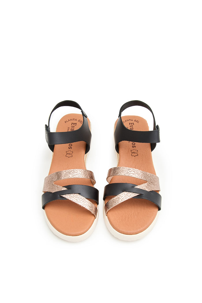 Sandalia Lidia de Piel para Mujer - Negro Pacific