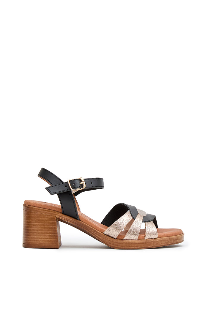 Sandalia Emma de Piel para Mujer - Negro Pacific