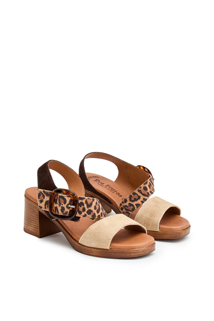 Sandalia Emma de Piel para Mujer - Animal Print