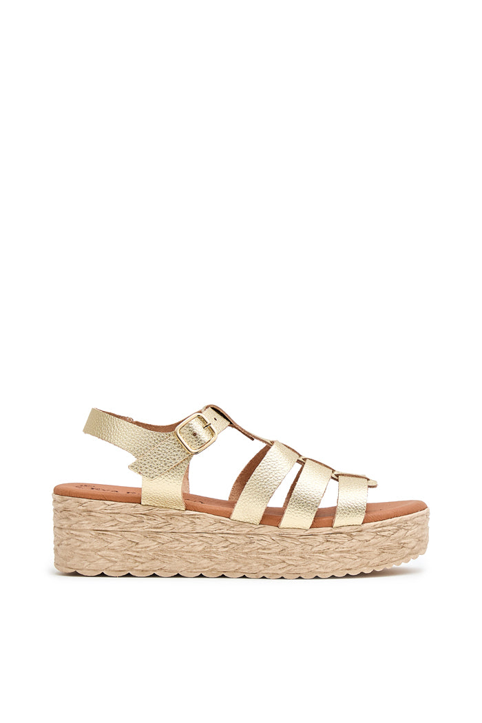Sandalia de Piel para Mujer - Oro