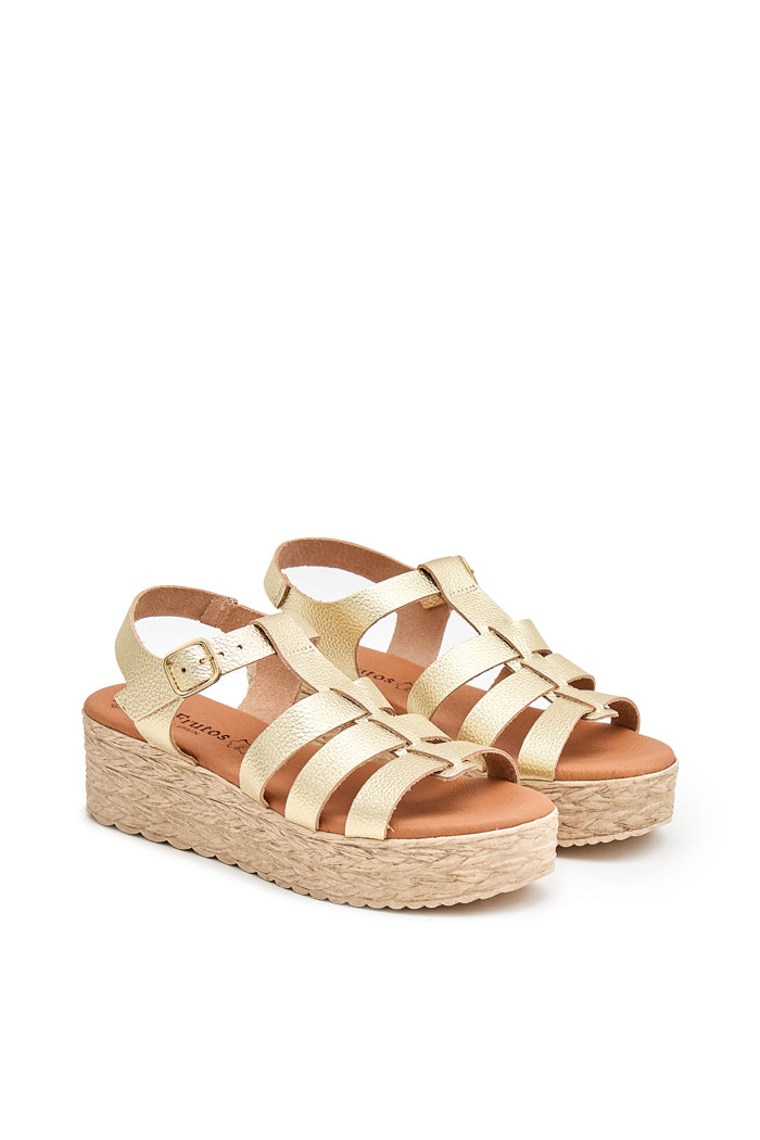 Sandalia de Piel para Mujer - Oro