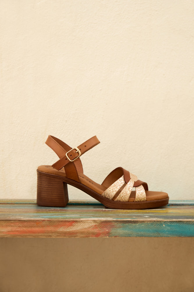 Sandalia Emma de Piel para Mujer - Avellana Maui