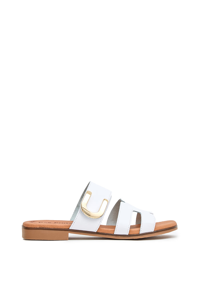 Sandalia Sofía de Piel para Mujer - Blanco