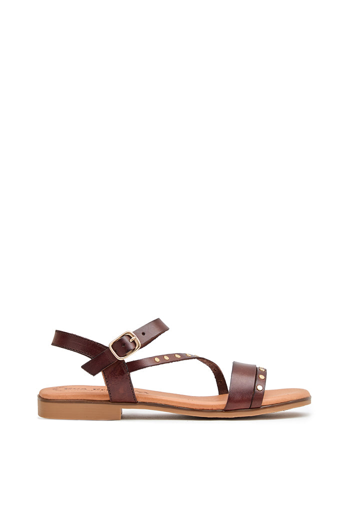Sandalia Olivia de Piel para Mujer - Marrón
