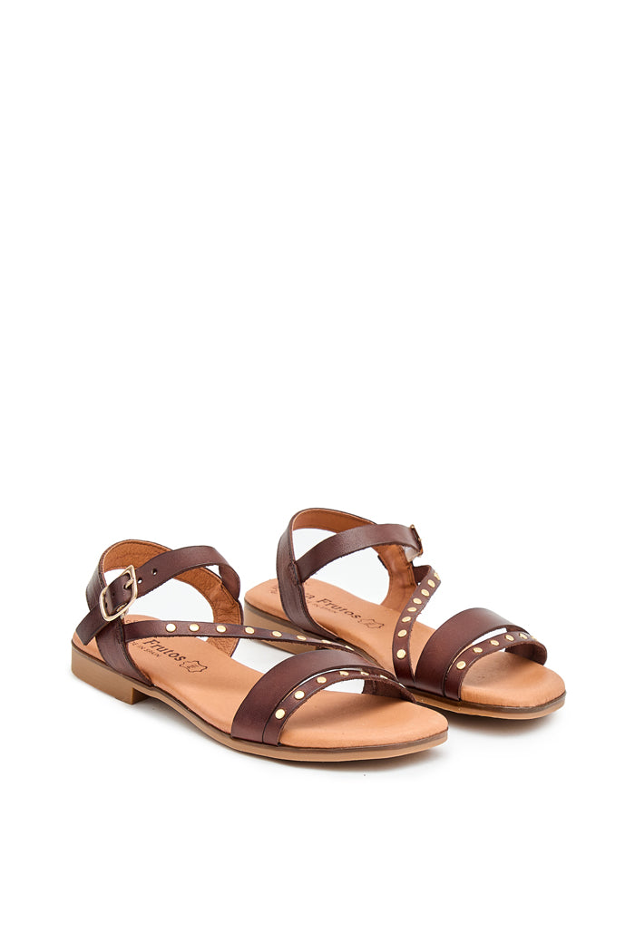 Sandalia Olivia de Piel para Mujer - Marrón