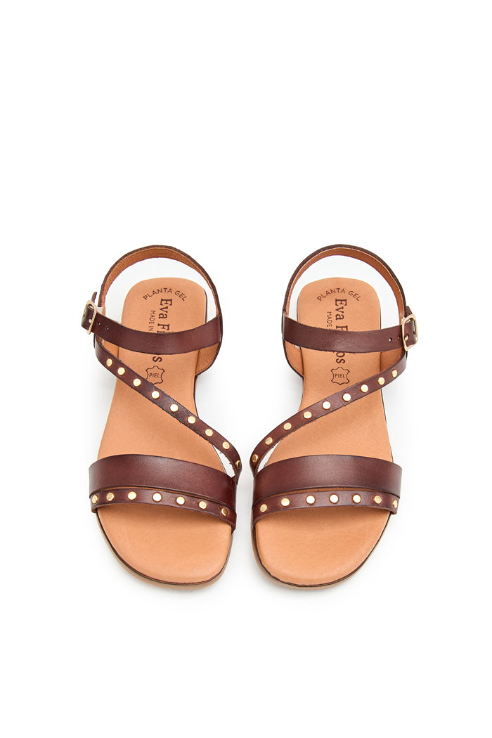 Sandalia Olivia de Piel para Mujer - Marrón