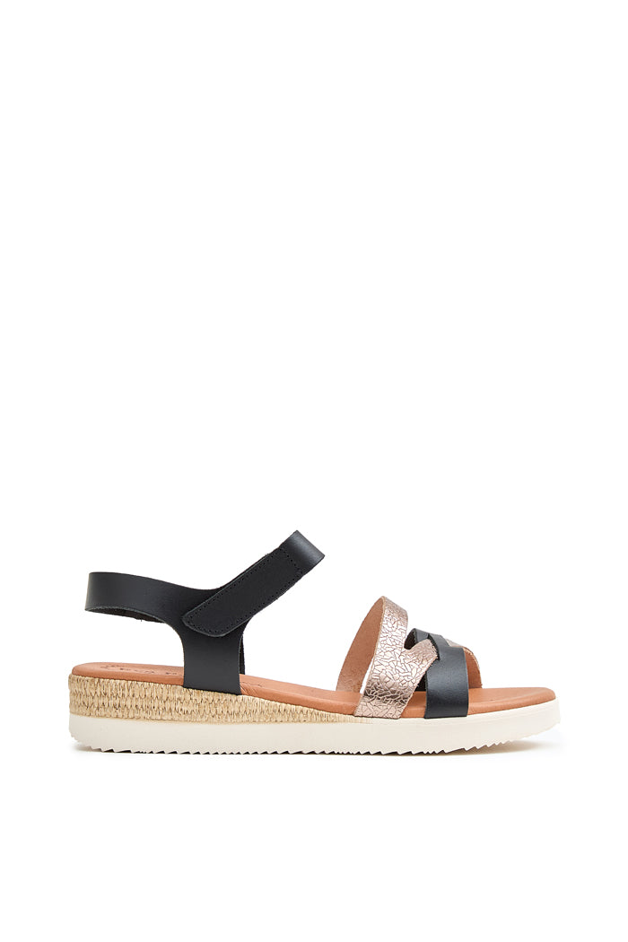 Sandalia Lidia de Piel para Mujer - Negro Pacific