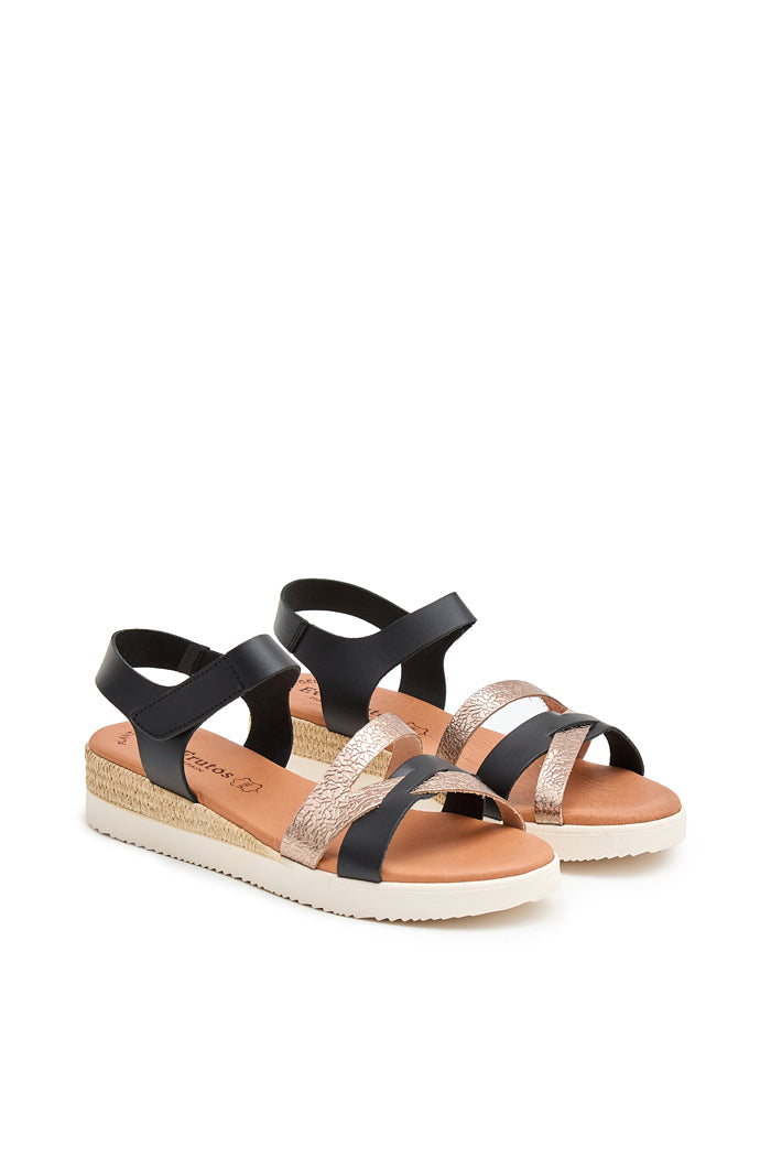 Sandalia Lidia de Piel para Mujer - Negro Pacific