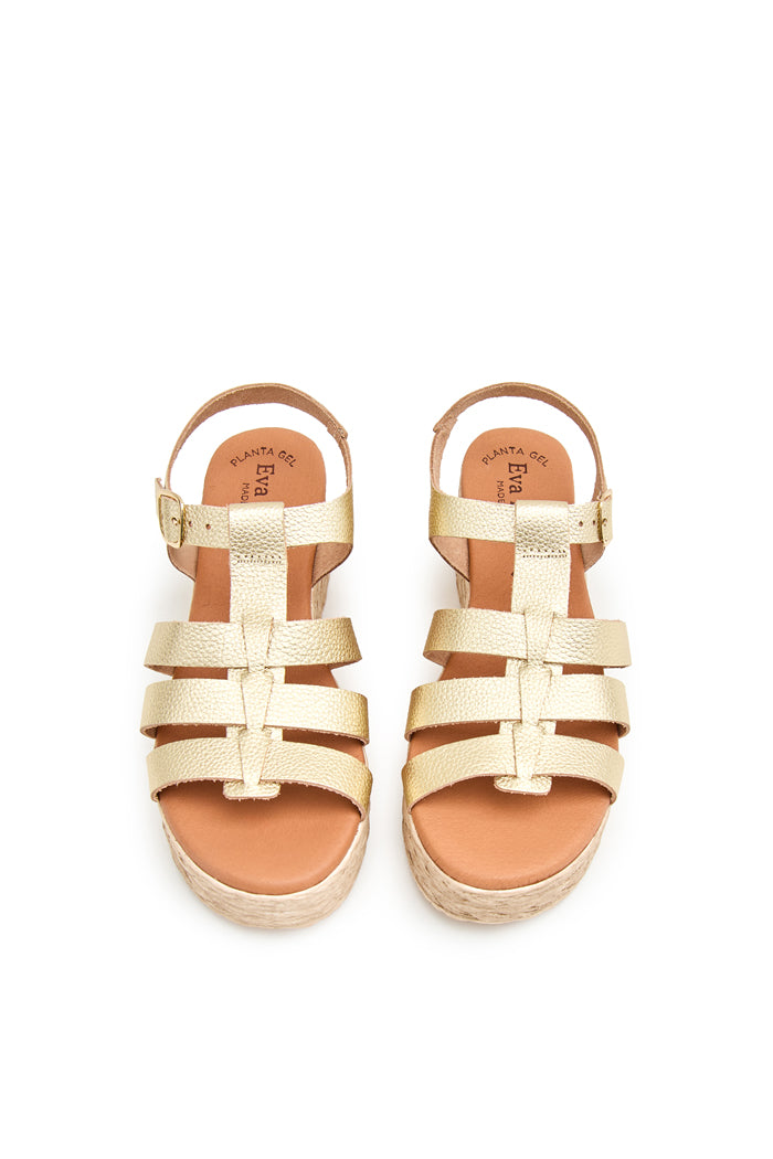 Sandalia de Piel para Mujer - Oro
