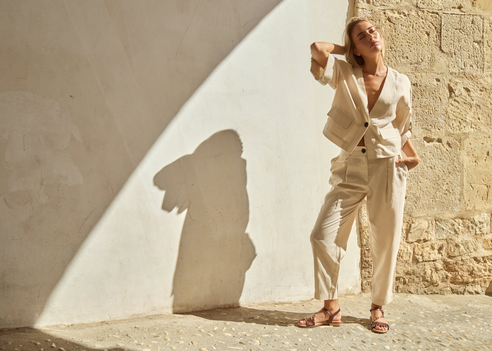 Sandalia Olivia de Piel para Mujer - Marrón