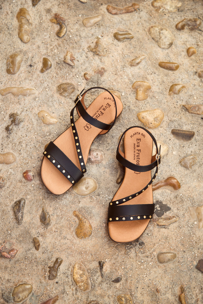 Sandalia Olivia de Piel para Mujer - Negro