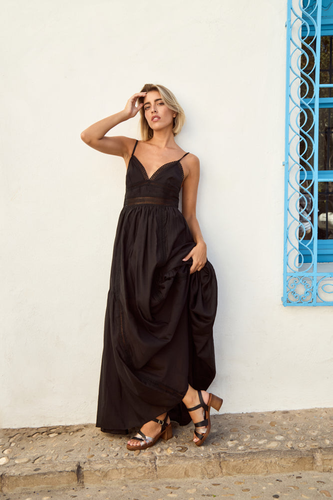 Sandalia Emma de Piel para Mujer - Negro Pacific